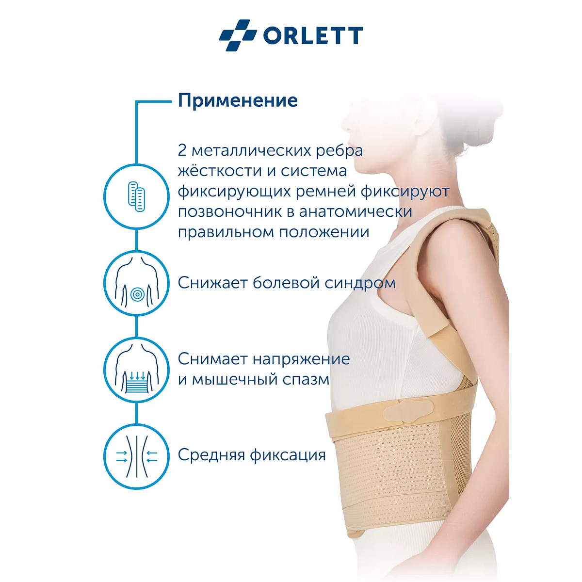 Корректор осанки TLSO-250(A) 2G Orlett, умеренная фиксация купить в OrtoMir24